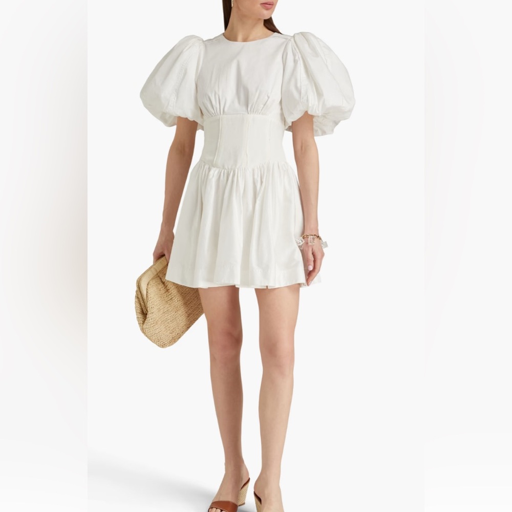 AJE Gianna gathered cotton-poplin mini dress